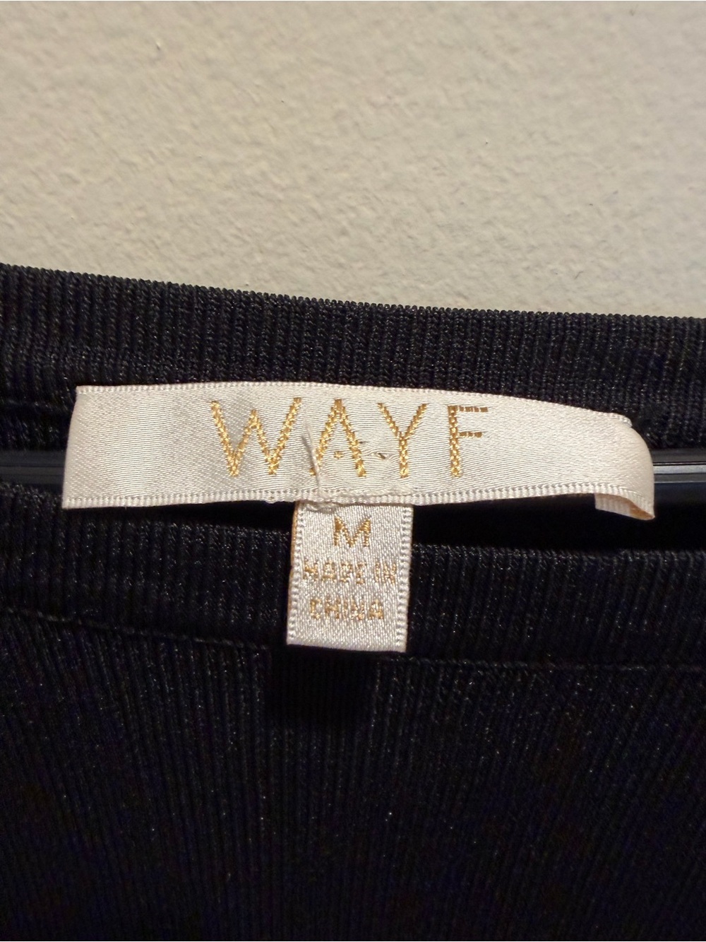 Wayf Black Ribbed Top with Gold Brand Tag - Picture 2 of 4